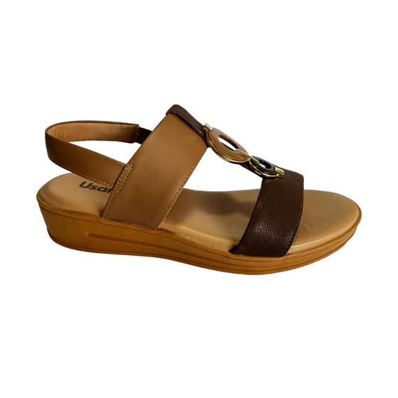 Sandália Nº35 Couro Camel Usaflex Feminina Menor preço em Sandália Nº35 Couro Camel Usaflex Feminina