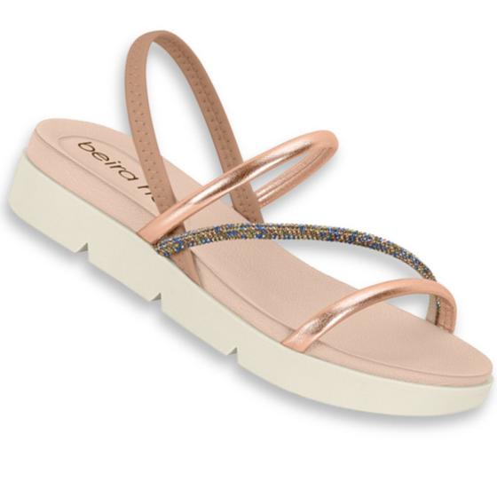 Imagem de Sandalia Papete Beira Rio Original Feminino Sandalia Rasteira Strass Flatform Elegante Casual Lancamento Conforto