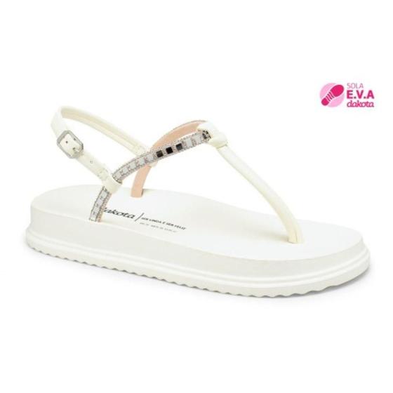 Imagem de Sandália Papete Dakota Flatform  Com Enfeite - Branco