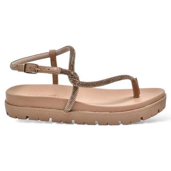 Imagem de Sandália Papete Feminina Flatform Tiras Strass 102-008 Nude