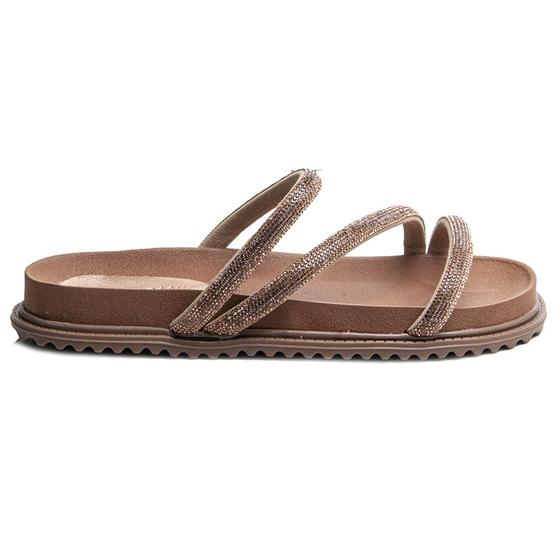 Imagem de Sandália Papete Feminina Strass Rasteira Flatform Sola Tratorada Calce Fácil Blogueira BK01 2490