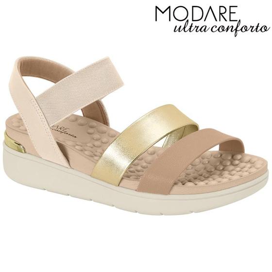 Imagem de Sandalia Papete Modare Original Elástico Gold Esporao Fascite Plantar Anatomica Lancamento Conforto Elegante Casual