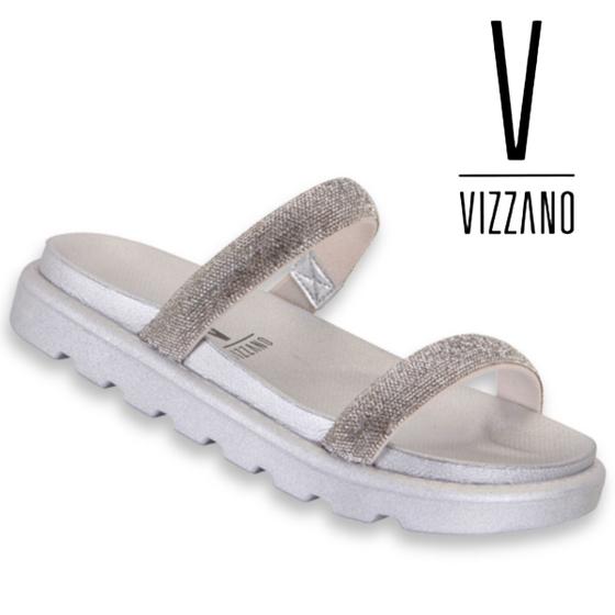 Imagem de Sandalia Papete Vizzano Original Feminina Rasteira Flat Papete Strass Rasteira Chinelo Slide Conforto Rasteirinha