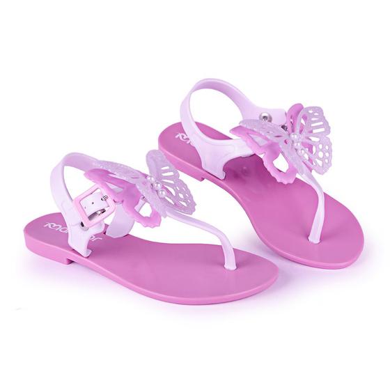 Imagem de Sandália Pérola Kids Menina Borboleta Rosa Com Branco Mar&Cor