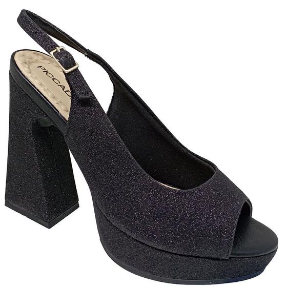 Sandália Piccadilly Salto Grosso 818009-2 Feminina Preta