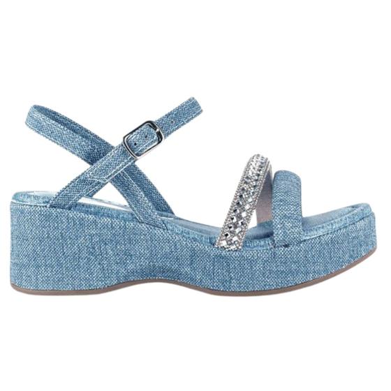 Imagem de Sandália Pink Cats Anabela Infantil Jeans Azul