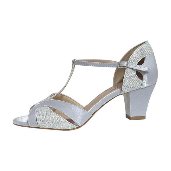 Sandalia Prata Festa Dança de Salão Confortável Duani Sandália