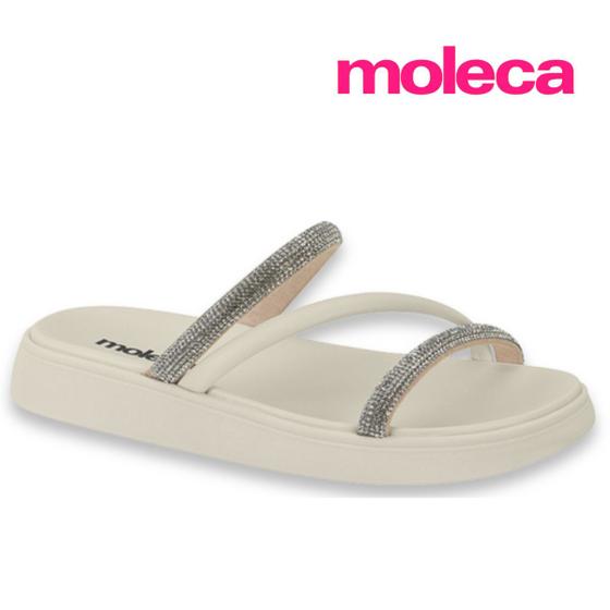 Imagem de Sandalia Rasteira Moleca Original Feminino Rasteirinha Casual Tiras Com Strass Papete Conforto Rasteira Lancamento