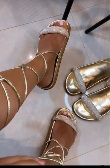 Imagem de Sandália Rasterinha Feminina Flatform Papete Strass Lara 019