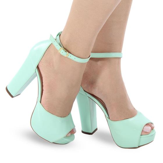 Sandália Re&Ton Meia Pata Salto Alto Grosso Feminina MP1