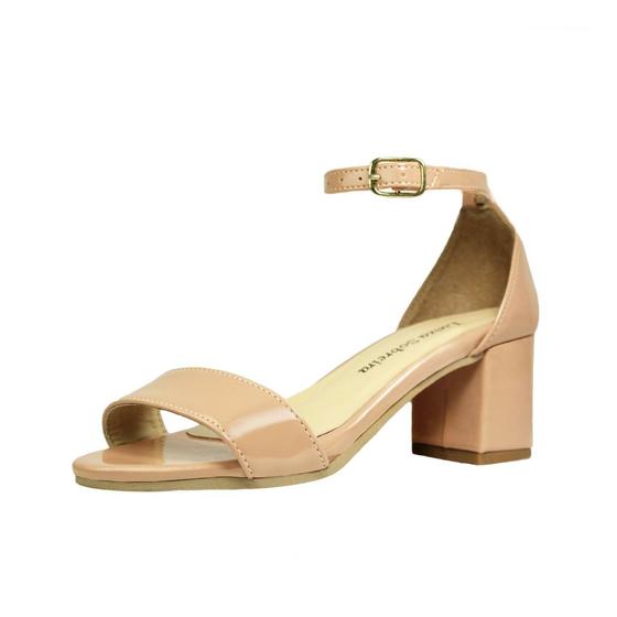 Sandália Salto Baixo Grosso Luiza Sobreira Verniz Nude 2204