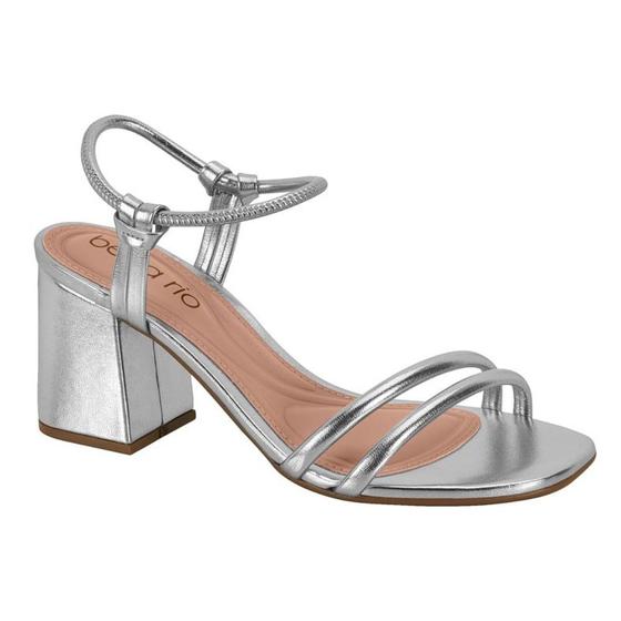 Sandália Salto Bloco Beira Rio Metalizada Feminina