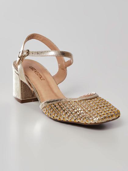 Imagem de Sandália Slingback Tressê Ouro