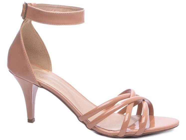 Imagem de Sandália Verniz Blush com Fivela e Tiras Removíveis - Salto Fino 7cm - Arrasadora