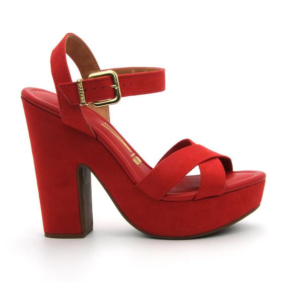Toe Vizzano Salto Grosso Pipitu Vermelho Meia Pata Scarpin