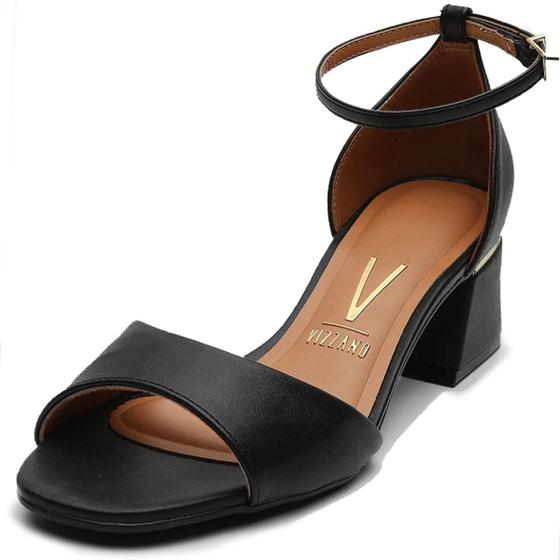Imagem de Sandália Vizzano Salto Bloco Detalhe Dourado - Preto