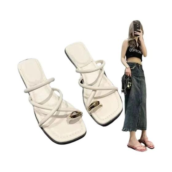 Sandálias Gladiadoras Femininas Bico Aberto, Salto Plano