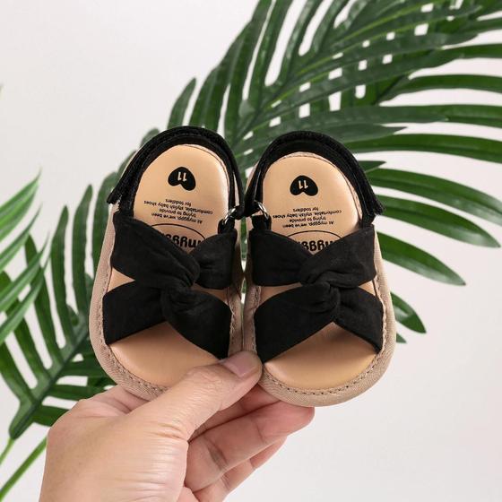 Imagem de Sandálias Infantis Antiderrapantes com Laço - Sapatos de Princesa para Primeiros Passos (5 Pares)
