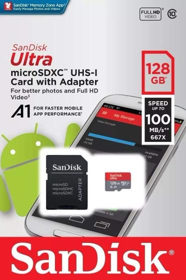 Imagem de Sandisk Ultra 128Gb Micro 100Mb/S A1