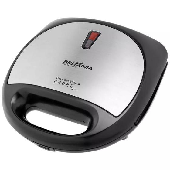 Grill + Sanduicheira Britânia Crome Inox Preto - 220v 066702047