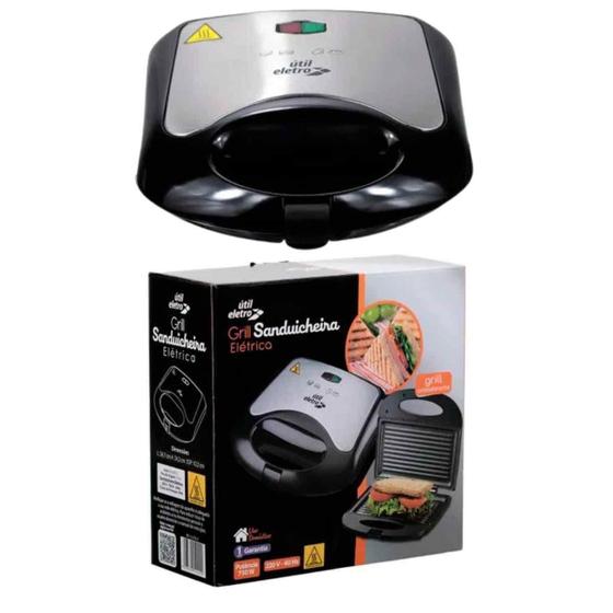 Imagem de Sanduicheira Elétrica Inox Grill Gourmet 750W Chapa Antiaderente 220V