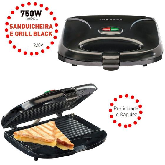 Imagem de Sanduicheira Grill agratto Superfície Antiaderente s-02 220v