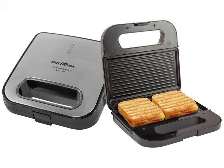 Sanduicheira Grill Britânia BGR15PI Preta e Prata 750W Sanduicheira