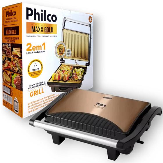 Sanduicheira Grill Eletrica Philco Press Maxx Gold 127v Sanduicheira