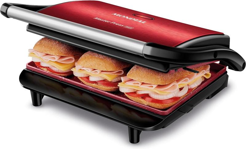 Sanduicheira Grill Master Press Red Ceramic 2 em 1 Antiaderente 1000W Mondial Menor preço em Sanduicheira Grill Master Press Red Ceramic 2 em 1 Antiaderente 1000W Mondial