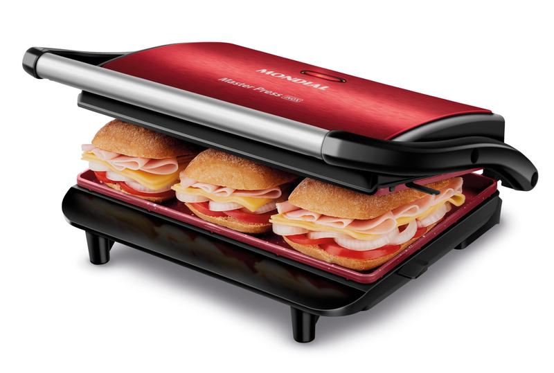 Sanduicheira Grill Master Press Red Ceramic Mondial Pg-01-rc 127 volts Menor preço em Sanduicheira Grill Master Press Red Ceramic Mondial Pg-01-rc 127 volts