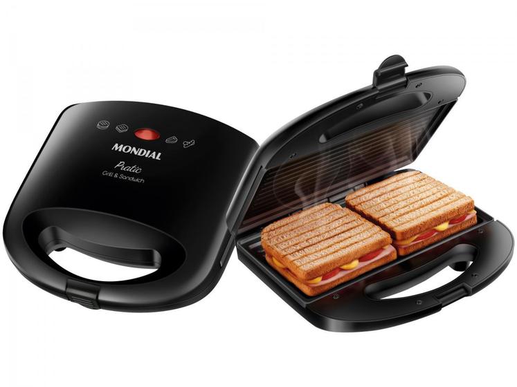 Imagem de Sanduicheira/Grill Mondial Pratic SN-01 Preto 750W - Antiaderente