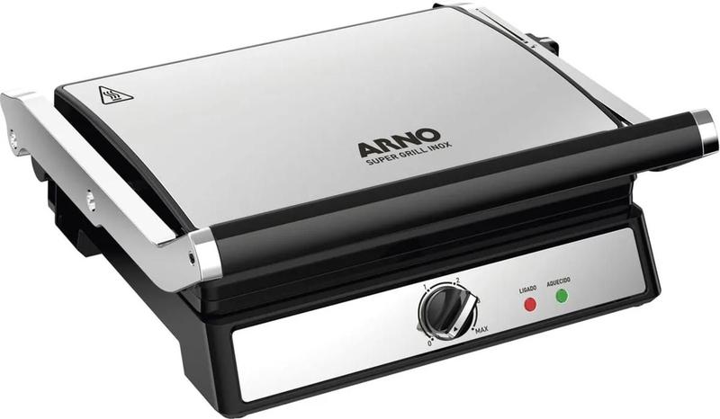 Sanduicheira Super Grill Arno GGRA de Inox com Abertura 180 Antiaderente 1200W de potência 127v