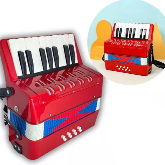 Imagem de Sanfona Acordeon Infantil Musical Vermelho Semi Profissional