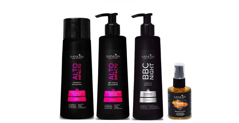 Imagem de Sanliss Alto Impacto Shampoo e BBC Cream e BBC Night e Repair Macadâmia