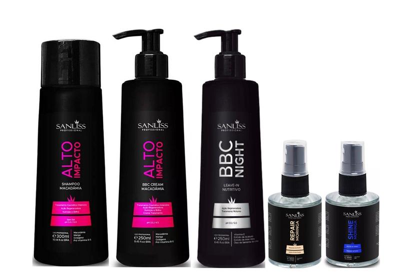 Imagem de Sanliss Alto Impacto Shampoo e BBC Cream e BBC Night e Repair Moringa e Shine Moringa