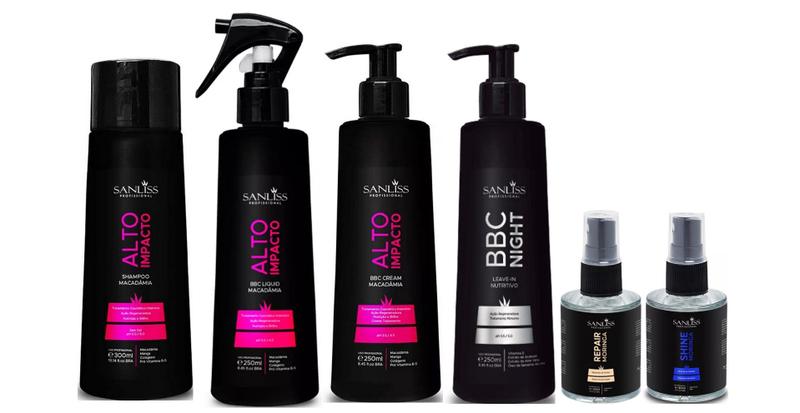 Imagem de Sanliss Alto Impacto Shampoo e BBC Liquid e BBC Cream e BBC Night e Repair Moringa e Shine Moringa