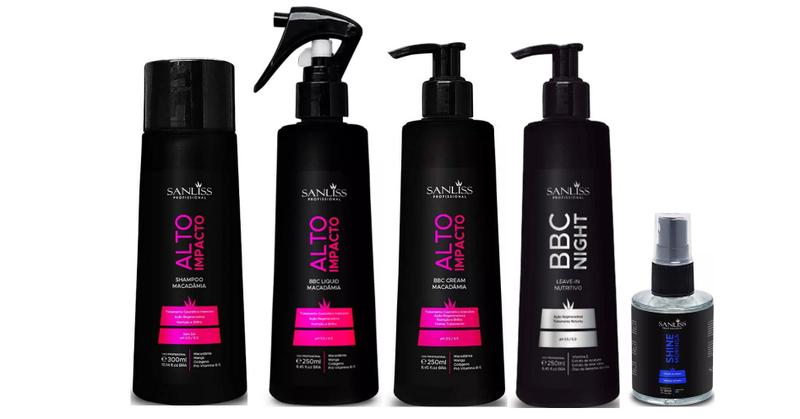 Imagem de Sanliss Alto Impacto Shampoo e BBC Liquid e BBC Cream e BBC Night e Shine Moringa