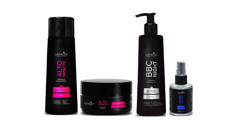 Imagem de Sanliss Alto Impacto Shampoo e Máscara e BBC Night e Shine Moringa