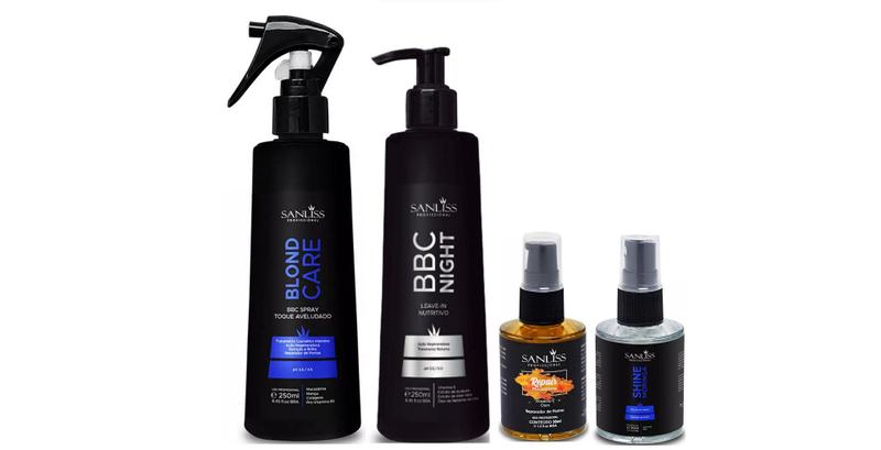 Imagem de Sanliss Blond Care BBC Spray e BBC Night e Repair Macadâmia e Shine Moringa