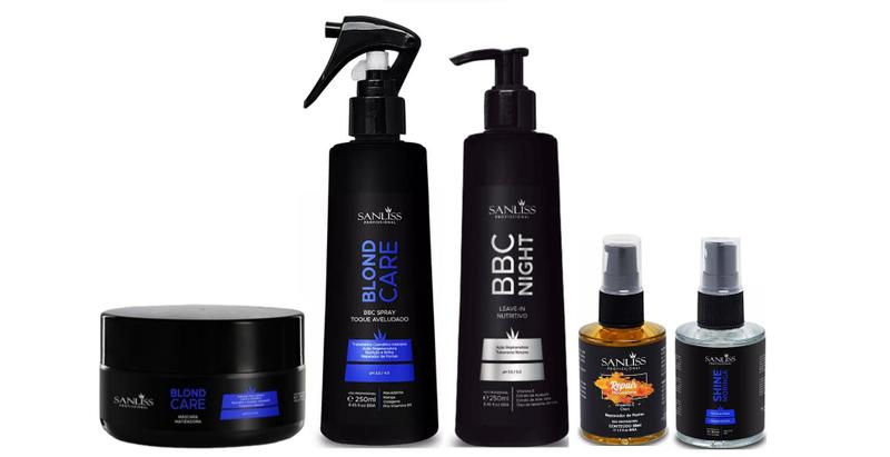 Imagem de Sanliss Blond Care Máscara e BBC Spray e BBC Night e Repair Macadâmia e Shine Moringa