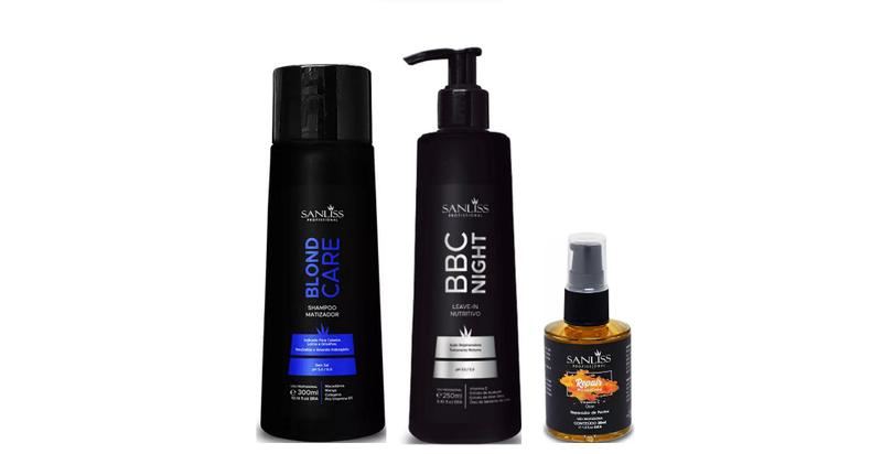 Imagem de Sanliss Blond Care Shampoo e BBC Night e Repair Macadâmia