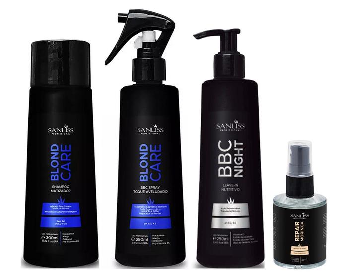 Imagem de Sanliss Blond Care Shampoo e BBC Spray e BBC Night e Repair Moringa