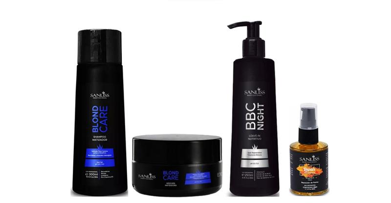 Imagem de Sanliss Blond Care Shampoo e Máscara e BBC Night e Repair Macadâmia