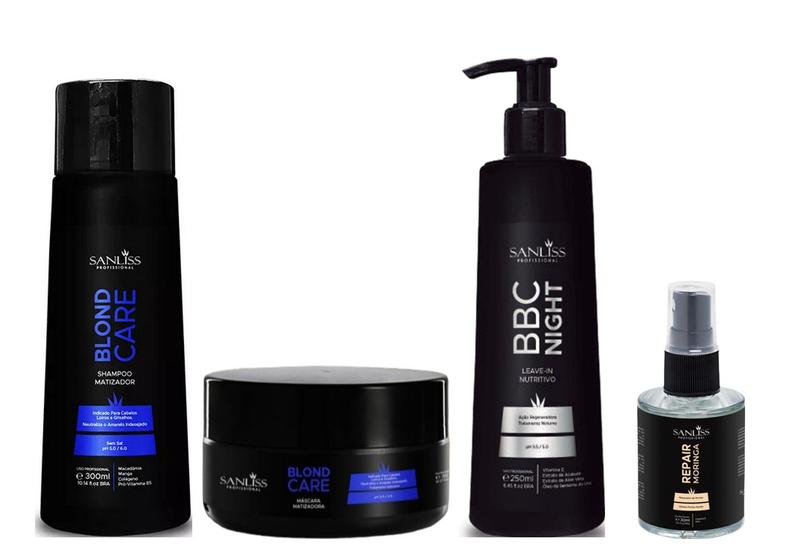 Imagem de Sanliss Blond Care Shampoo e Máscara e BBC Night e Repair Moringa