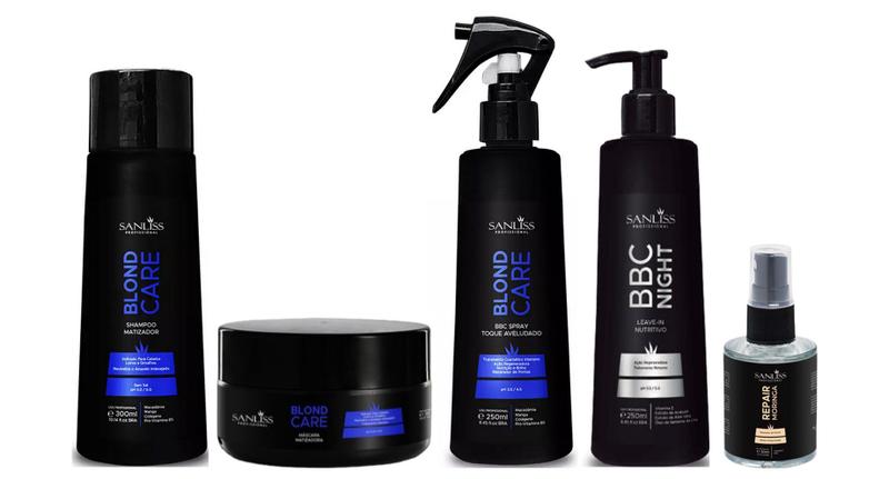 Imagem de Sanliss Blond Care Shampoo e Máscara e BBC Spray e BBC Night e Repair Moringa