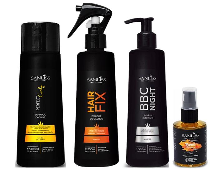 Imagem de Sanliss Perfect Curly Shampoo e BBC Night e Hair Fix e Repair Macadâmia