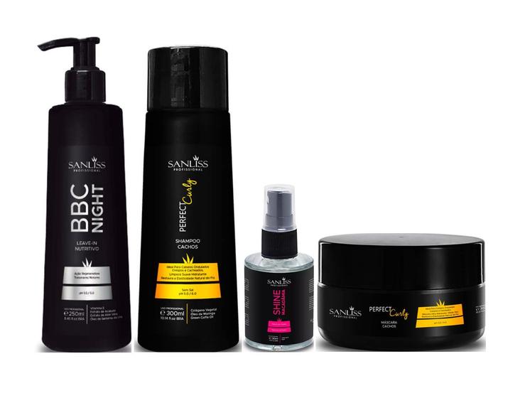Imagem de Sanliss Perfect Curly Shampoo e Máscara e BBC Night e Shine Macadâmia