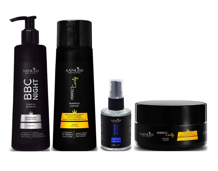 Imagem de Sanliss Perfect Curly Shampoo e Máscara e BBC Night e Shine Moringa