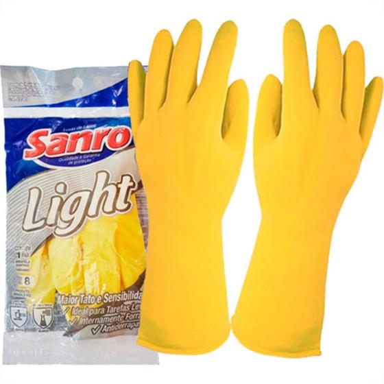Imagem de Sanro Luva  Light Amarela P - Kit C/10 Pr