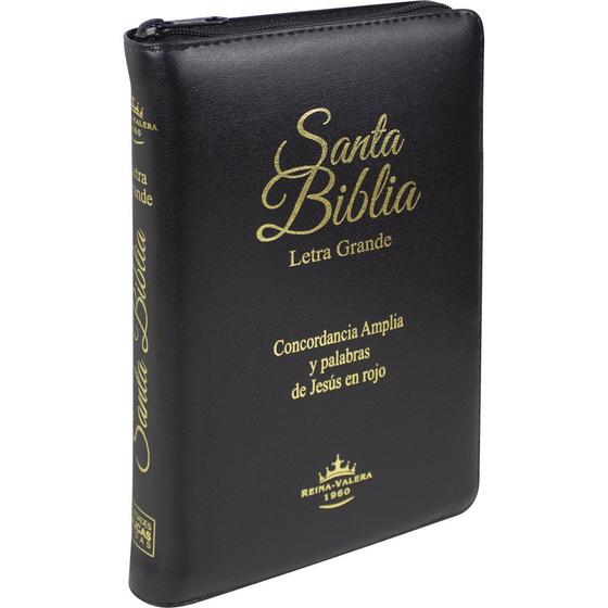 Imagem de Santa Biblia con Concordancia Espanhol Zíper  Preta